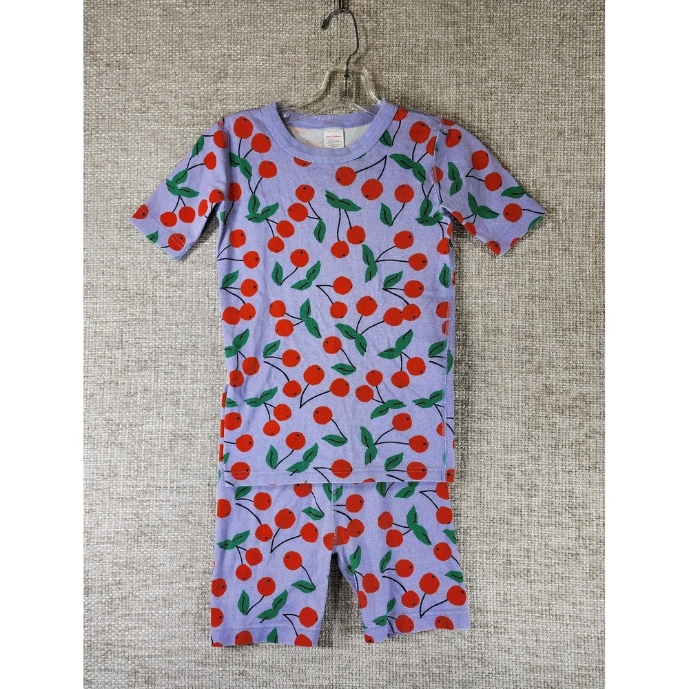 Hanna Andersson Pajamas Tee Shirt & Shorts Lavender Cherry Print 150cm US 12